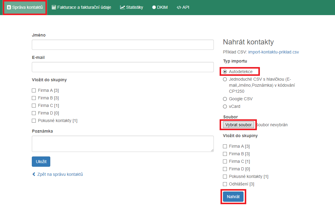 Vzorový soubor CSV pro import kontaktů (ke stažení)